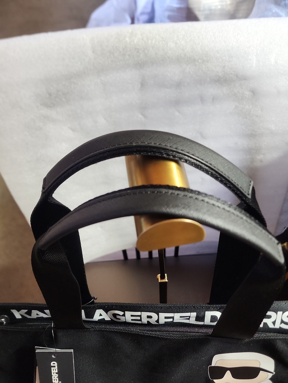 Karl Lagerfeld Black Tote with Gold Graphic Rue Lagerfeld Nwt - Picture 2 of 11